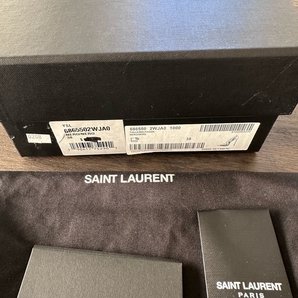 Saint Laurent Anja 105mm Stiletto Heel Pump Mesh and Leather Black EU 38 US 8 - Picture 11 of 11